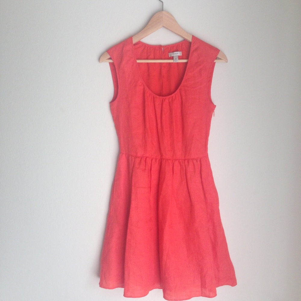 J Crew - Coral Linen Dress